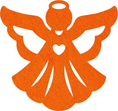 Kerstengel 2 vilt onderzetter - Oranje - 6 stuks - 10 x 10 cm - Tafeldecoratie - Glas onderzetter - Valentijn - Cadeau - Woondecoratie - Tafelbescherming - Onderzetters voor glazen - Keukenbenodigdheden - Woonaccessoires - Tafelaccessoires