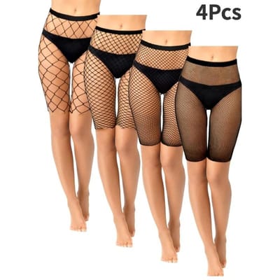S/Set Visnet Shorts Hoge Taille Mesh Korte Leggings Doorzichtig Panty Kledingstuk Korte Panty Ondergoed Voor Vrouwen Dames black