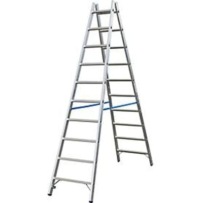 Dubbele trapladder, van aluminium, 2x 10 sporten