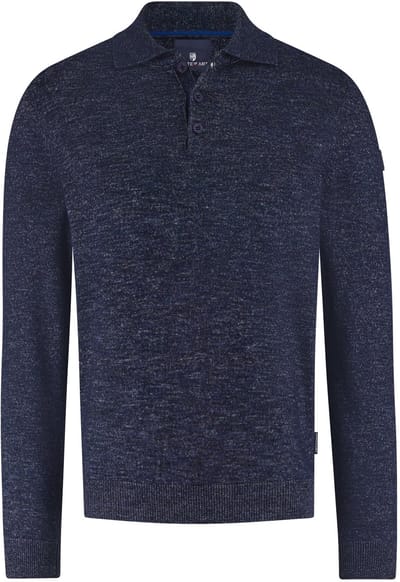 State Of Art Trui Polokraag Melange Navy - Maat L - Heren