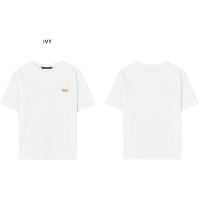 Stray Kids Hyunjin Gedragen GUESS Mini Driehoekzak T-shirt Ivoor Officieel Mini Triangle Pocket T-Shirt Ivory - XL white