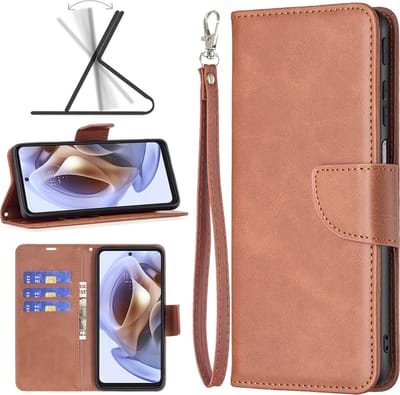 MobyDefend Hoesje - Geschikt voor Motorola Moto G51 - Wallet Book Case Met Koord - Bruin