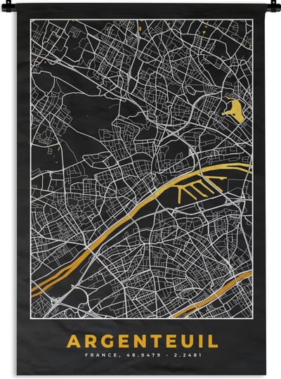 Wandkleed - Wanddoek - Argenteuil - Frankrijk – Plattegrond – Stadskaart - Kaart - 120x180 cm - Wandtapijt