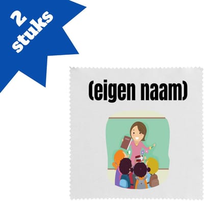 Akyol - juf met kinderen met eigen naam brillendoekjes - Juf - leraressen - collega's - verjaardag - afscheidscadeau - geschenk - kado - 17,8 bij 17,8 cm - 2 stuks