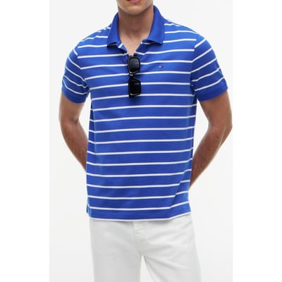 Tommy Hilfiger Regular Stripe Polo Fizzy Blue Größe: M | Poloshirts Outlet | Herren | Blau