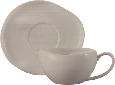 Almina Wave Biscuit - Koffieset - 12-delig - Wit - 220ml - Porselein - Koffiekopjes