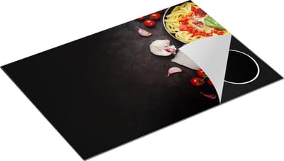 Chefcare Inductie Beschermer Spaghetti met Groentes en Wijn - 75x50 cm - Afdekplaat Inductie - Kookplaat Beschermer - Inductie Mat