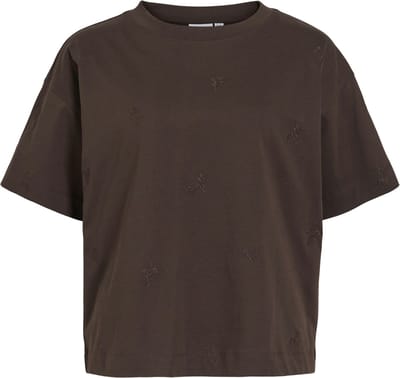 VILA - VIMONIE FLOWER EMB S/S O-NECK/1 - Dames - T-shirts