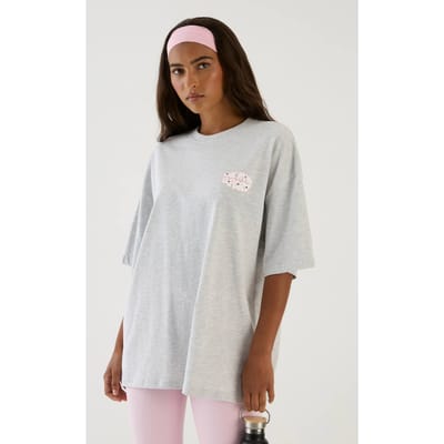 Dames Dsgn Studio Bubble Polka Dot Print Oversized T-shirt | Asgrijs | Maat: XS