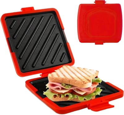Sandwich Maker - Magnetron Toaster - Ontbijt Maken - Geen Stroom Nodig - 17cm Breed - Rood