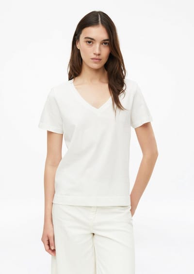 Dames T-shirt van zacht katoen met V-hals en zijsplit s.Oliver
