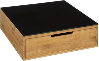 Famanu - Capsulehouder met 2 schuifladen van bamboe, 30 x 30 x 10 cm