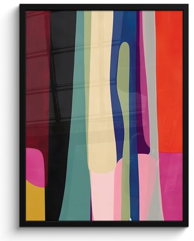 Poster in lijst - Fotolijst 60x80 cm - Posters - Kleurbanen - Verticaal - Kleurrijk - Posterlijst zwart - Decoratie - Wanddecoratie woonkamer - Muurdecoratie slaapkamer