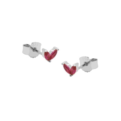 Karma Oorknoppen symbol double leaves zilver Rood