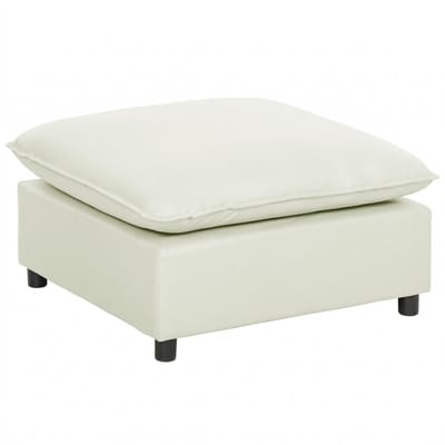 HOMCOM Voetenbank-Polyester, Multiplex-75L x 75B x 40H cm-Crèmewit