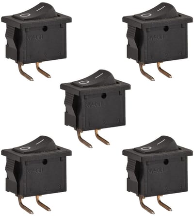 Allecto - Tuimelschakelaar - AAN-UIT - Voor huishoudelijke apparaten - Zwart - 6A 250VAC/125VAC - Geschikt voor auto en boot - 5 stuks