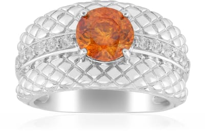 Cavill - Elegante Ring 925 Sterling Zilver Rhodium - 1,564 ct Spaanse Sphaleriet & 0,367 ct 12 Zirkonia - Rond Geslepen Edelstenen - Luxe damesring