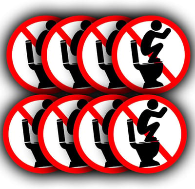 Toilet Veiligheid Stickers - Geen Staande Stickers - Hygiënisch Gebruik - Waterdicht Vinyl Materiaal - 85 mm Diameter - Rood