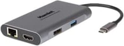 Hamlet HDKC-PD400D laptop dock & poortreplicator Bedraad USB 3.2 Gen 1 (3.1 Gen 1) Type-C Grijs