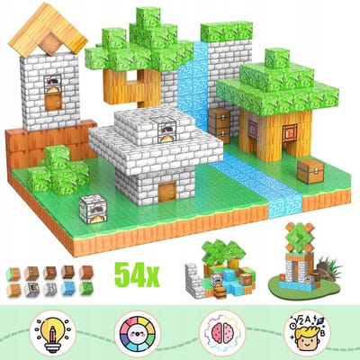 54 Magnetische Blokken - Magnetische Bouwblokken Voor Kinderen - Stem Montessori Stapelen - Sensorisch Educatief Speelgoed Voor Peuters - Bouwset Voor Een Eigen Wereld - Verjaardagscadeau Voor Kinderen Van 3-10 Jaar