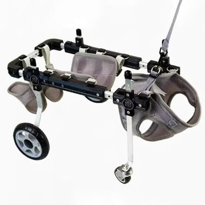 Hondenrolstoel 4 wielen - Hondenkar Dierentrolley - Mobiliteit verbeteren - Verstelbaar ontwerp - XS - Zilver