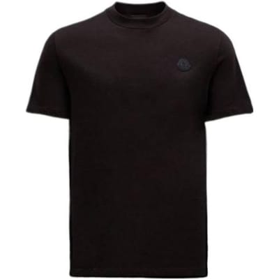 Moncler SS23 Effen Logo Reliëf Ronde Hals T-shirt Heren Tops Zwart I10918C00007829H8999 XXL black