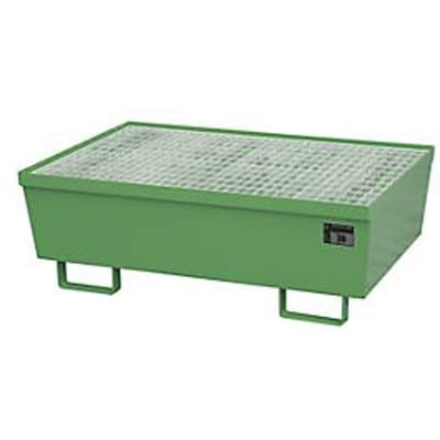 BAUER AM-2 opvangbak, met rooster, staal, 225 l, B 1200 x D 800 x H 415 mm, groen