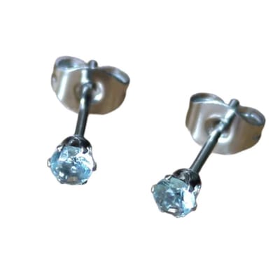 Aramat Jewels | Oorbellen | Lichtblauwe Zirkonia Oorbellen | 5mm | | | Staal | Kinderen, Volwassenen | Verkleurd niet