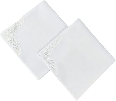 Zakdoeken Dames - Zakdoek Katoen Kant - Bruiloft Party Accessoire - Ademend en Comfortabel - 28x28 cm - Wit