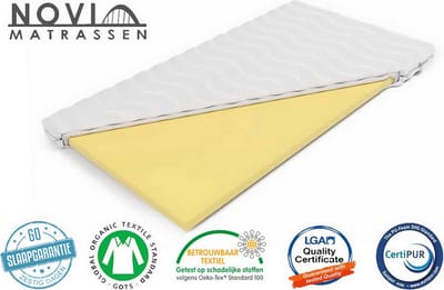 Novio - Topmatras - 130x200x7cm - Koudschuim - Hotel kwaliteit - Luxe Tijk - Topper Matras