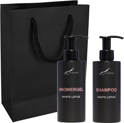 Douchepakket White Lotus - Showergel + Shampoo - 300 ml per fles - set van 2 stuks - met luxe gift tas - cadeau - giftset voor hem en haar