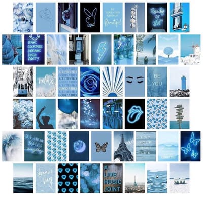 Onf3 - Wandcollageset - Esthetische afbeeldingen - 50 stuks - Blauwe
