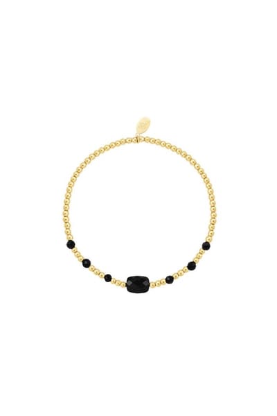 Bijoutheek Armband (Sieraad) elastic staal vierkanten balls kralen Zwart