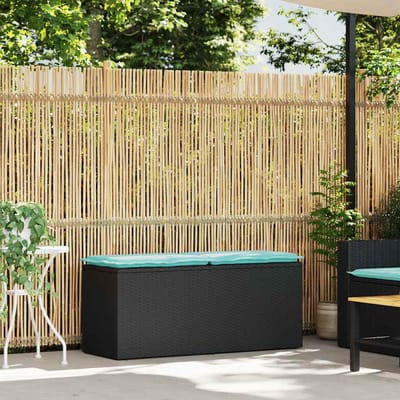 vidaXL - Tuinbank - met - kussen - 110x40x44 - cm - poly - rattan - zwart