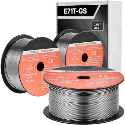 Poedergevulde MIG/MAG-lasdraad - E71T-GS - Diameter 0,8 mm - Gasloos/zelfbeschermend - Spoel 0,9 kg - Lage spatvorming - Voor buiten - Set 3 spoelen
