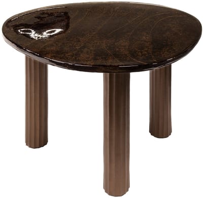 Salontafel Rond Koper (70x59x45cm) - Bijzettafeltjes Woonkamer - Bijzettafels Rond Koper - Antieke Ronde Tafel - Salontafel Industrieel Koper - Decoratie Salontafel - Salon Tafel Industrieel & Landelijk - Grote & Kleine Tafel