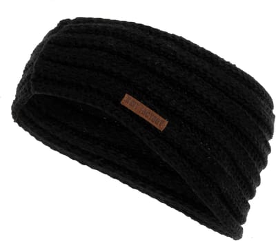 Knit Factory Joy Gebreide Dames Hoofdband - Haarband - Oorwarmers dames - Hoofdwarmer vrouwen - Hoofdband winter - Zwart - One Size