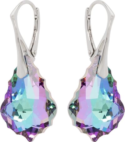 DBD - Zilveren Oorbellen - Barok - Swarovski Kristal Elements - Vitrail Paars Blauw - 22MM - Anti Allergisch