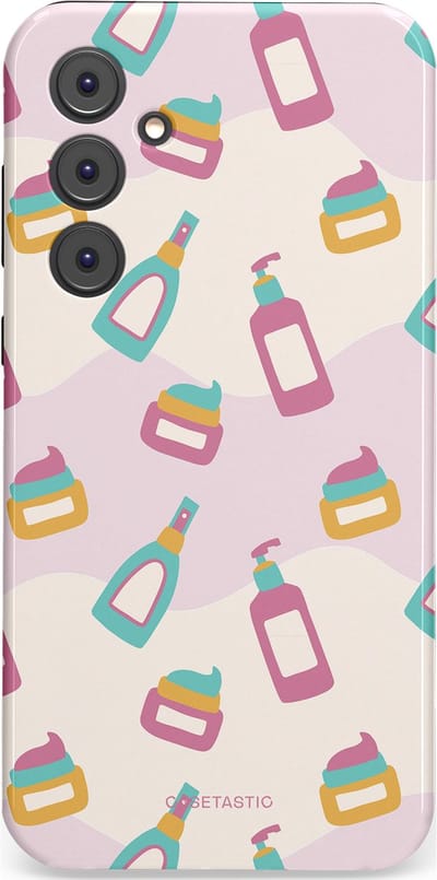 Casetastic Hoesje Geschikt voor Samsung A35 - Stijlvolle Beschermende Duo-layer Case - Bubbels & Borstels - Clean Girl - Makeup
