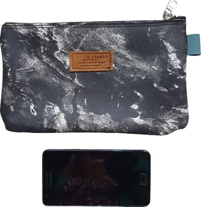 Toetie & Zo - Handgemaakte Etui - Leer - Marmer - Zwart - Wit - Telefoontas - Makeuptas - Pennenetui - Medicijnhoesje - Leder