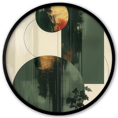 Poster in lijst Rond - Fotolijst 40x40 cm - Posters - Kunst - Cirkels - Modern - Abstract - Ronde posterlijst zwart - Decoratie - Wanddecoratie woonkamer - Muurdecoratie slaapkamer