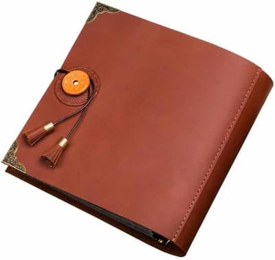 DIY Fotoalbum - Leren Album - Herinneringen Bewaren - Handgemaakte Omslag - 22x22x4 cm - Bruin