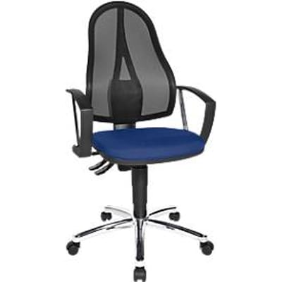 Topstar bureaustoel Point Net, permanent contact, met armleuningen, verstelbare gazen rugleuning, blauw