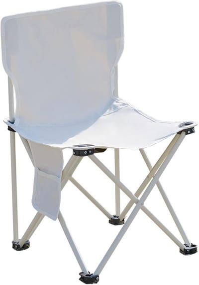 Camping Stoel - Opvouwbare Strandstoel - Met Zijzak en Draagtas - 330 lbs Draagvermogen - Wit 52 cm - Staal Frame - Lichtgewicht 1.1 kg - Voor Outdoor Activiteiten