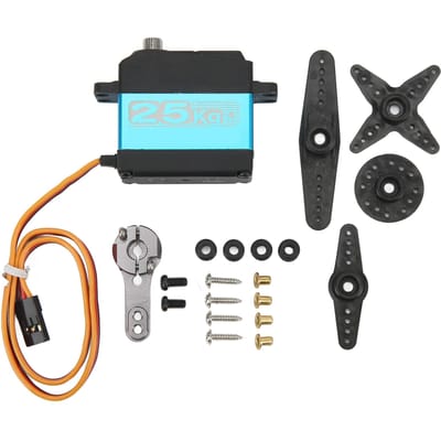 Servomoteur 25KG Bleu Numérique Étanche Potentiomètres Haute Précision Performances Stables DS3225SG black