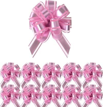 10 Stuks Roze Cadeaubogen 10cm, Organza Trek Bogen voor Cadeauverpakking, Bruiloften en Feestdecoratie