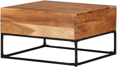 Salontafel Hout - Koffietafel Woonkamer - Decoratie Plaatsen - Massief Acacia - 68x68x41 cm - Natuurlijk