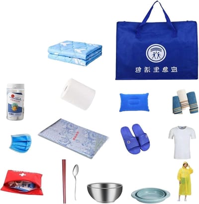 Survival Kit - Nooduitrusting Kamperen - Buitenactiviteiten - Waterdicht Oxford Materiaal - 48 x 15 x 38 cm - Grijs