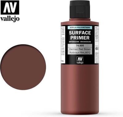 Vallejo Hobbyverf Acrylverf - 74605 German Red Brown - Primer - Acryl Verf flesje - 200 ml