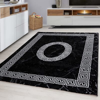 Plus Vloerkleed – Zwart – Klassiek Medaillon – Laagpolig & Decoratief